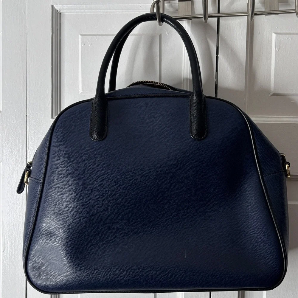 Vera Bradley Bowling Navy Satchel with Black Trim